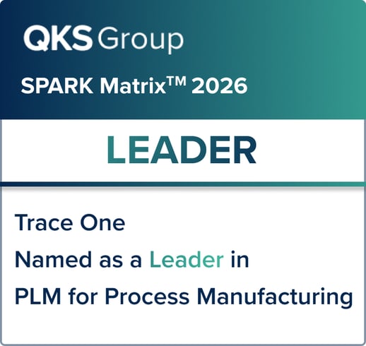 QKS recognition for Trace One - Trace One named as a leader in PLM for Process Manufacturing in SPARK Matrix™ 2026 QKS recognition for Trace One - Trace One named as a leader in PLM for Process Manufacturing in SPARK Matrix™ 2026