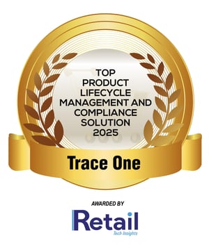 Retail Tech Insights Awards for Trace One - Top Product Lifecycle Management and Compliance Solution 2025 Retail Tech Insights Awards for Trace One - Top Product Lifecycle Management and Compliance Solution 2025